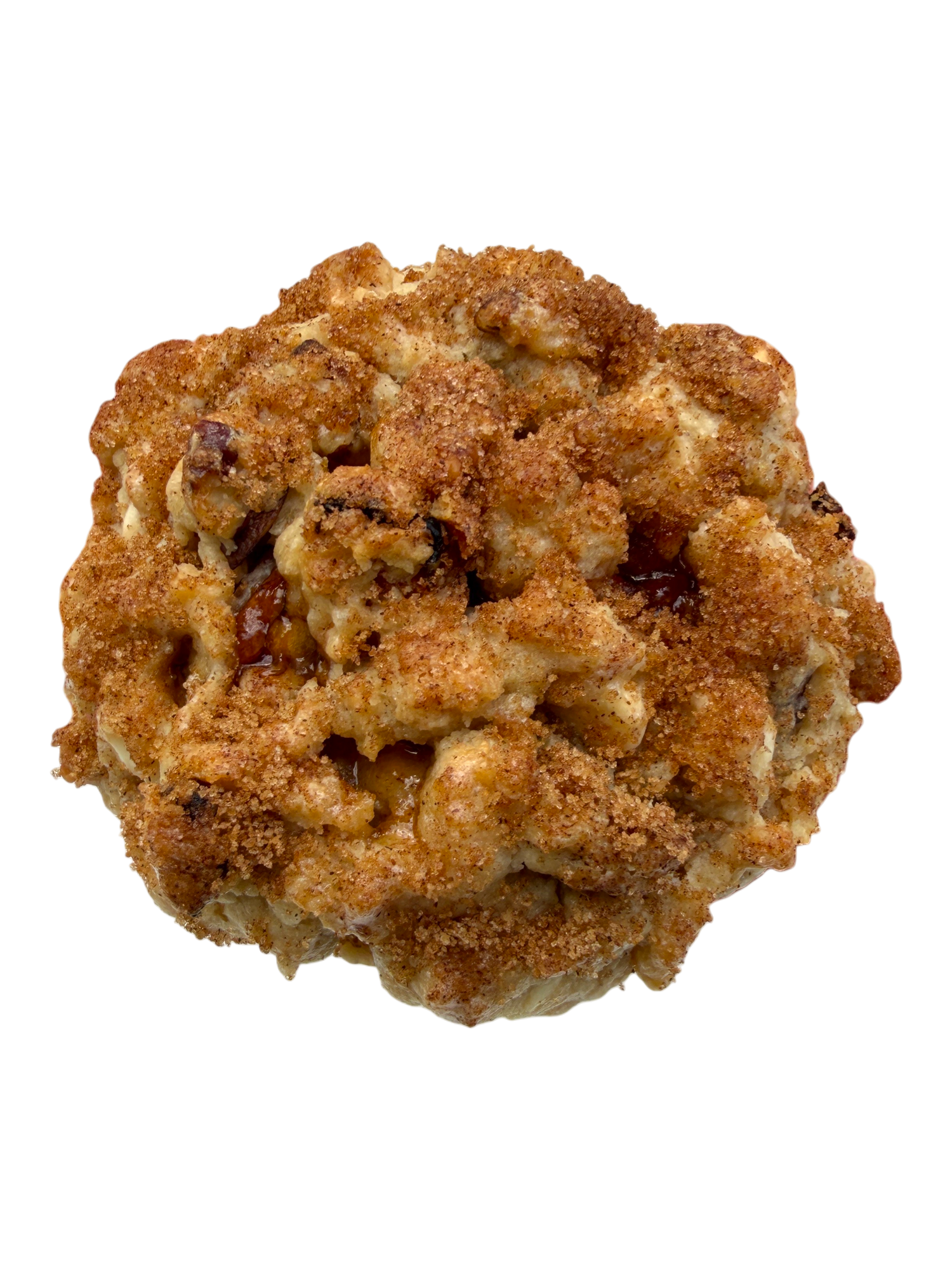 Peach Pecan Cobbler Cookie by Big Sweet Tasty filled with Fredericksburg peach jam and made with dried peaches, toasted pecans, white chocolate, pie crumb, and cinnamon crunch.